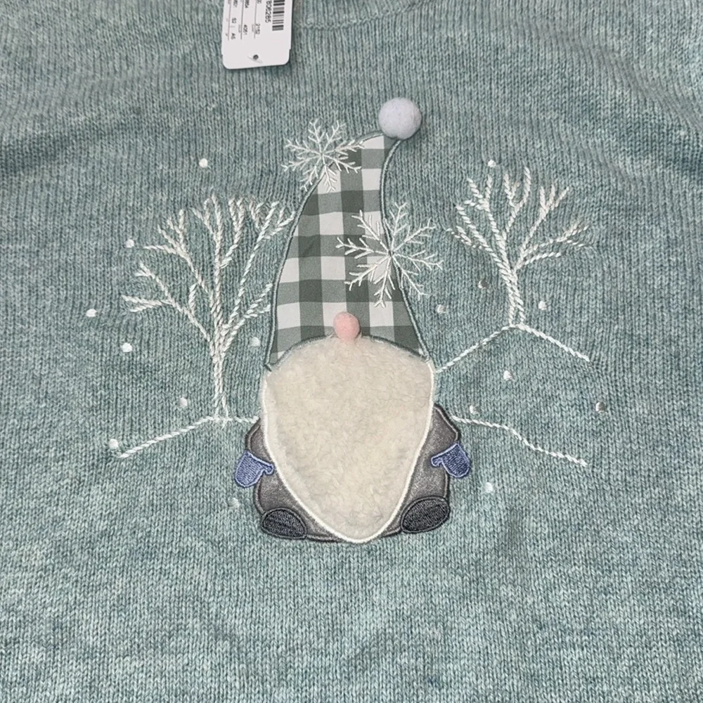 Christopher & Banks Woman’s Holiday Gnome Sweater‎ Crew Neck Long Sleeve NWT XL